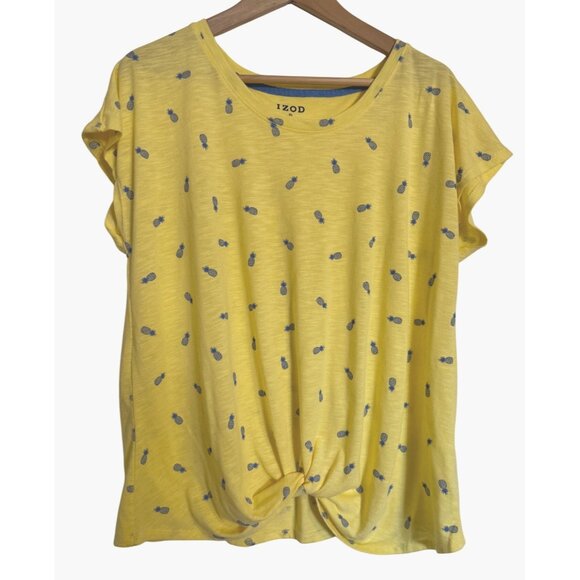 Izod Pineapple Knot Tee Size XL Yellow Short Sleeve NWOT Shirt - Picture 3 of 10